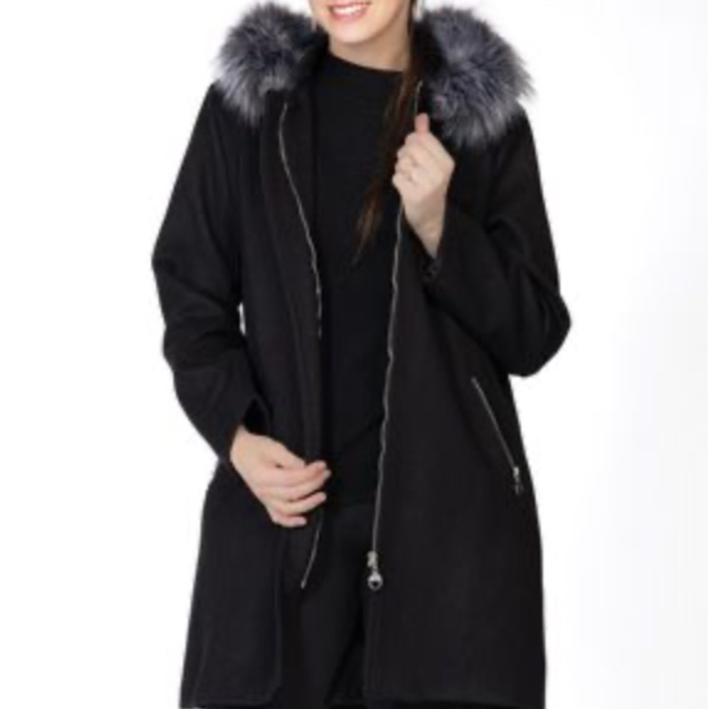 NWT Cherish C7141 Ladies wool look jacket w/removable hood Camel